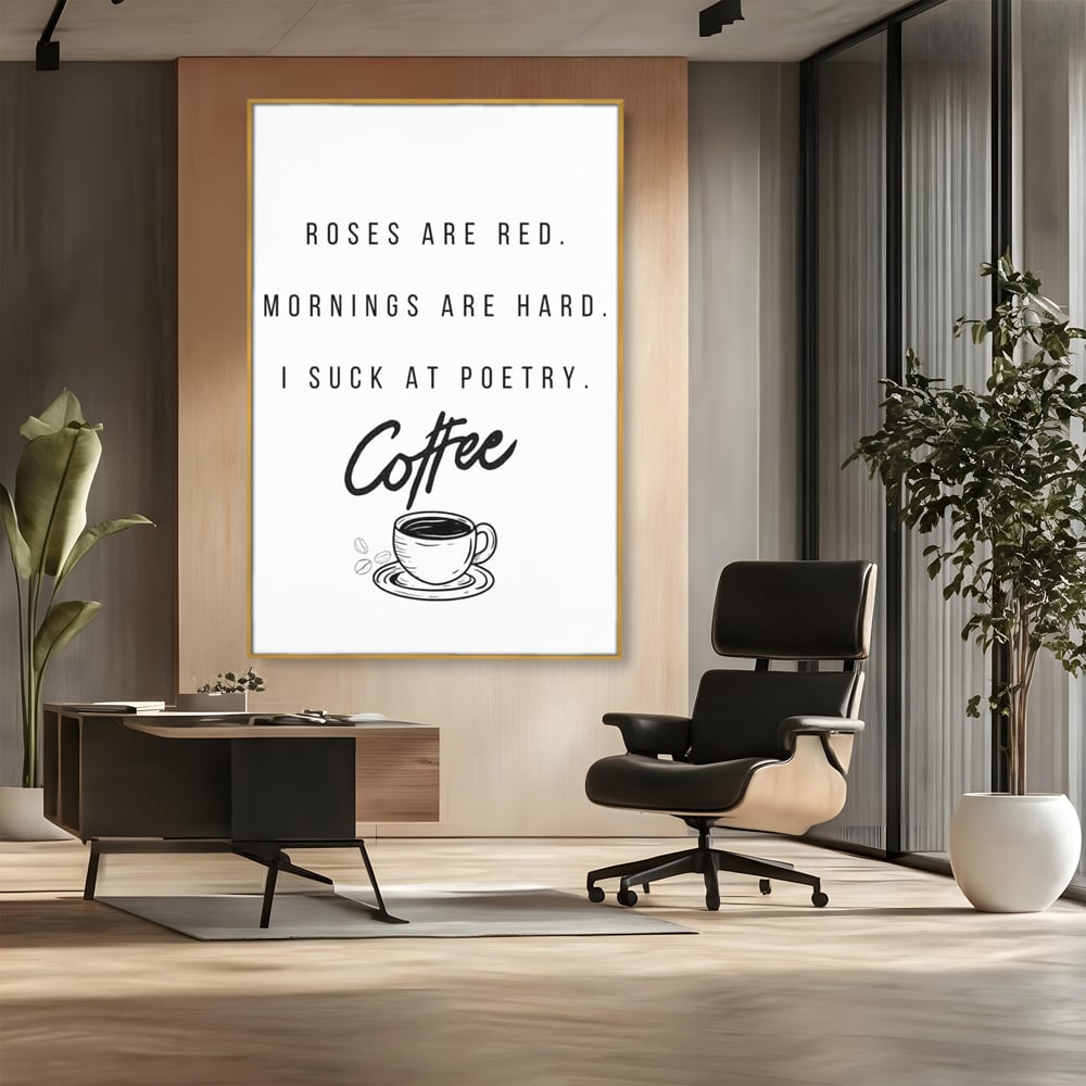 Tablou Canvas Premium, LuxCanva® N1169, Un Mic Poem Aromat, Cafea, Poezie, Dimineata, Design, Modern, Amuzant, Cafenea, Pub, Bar, Lounge, Restaurant, Bucatarie