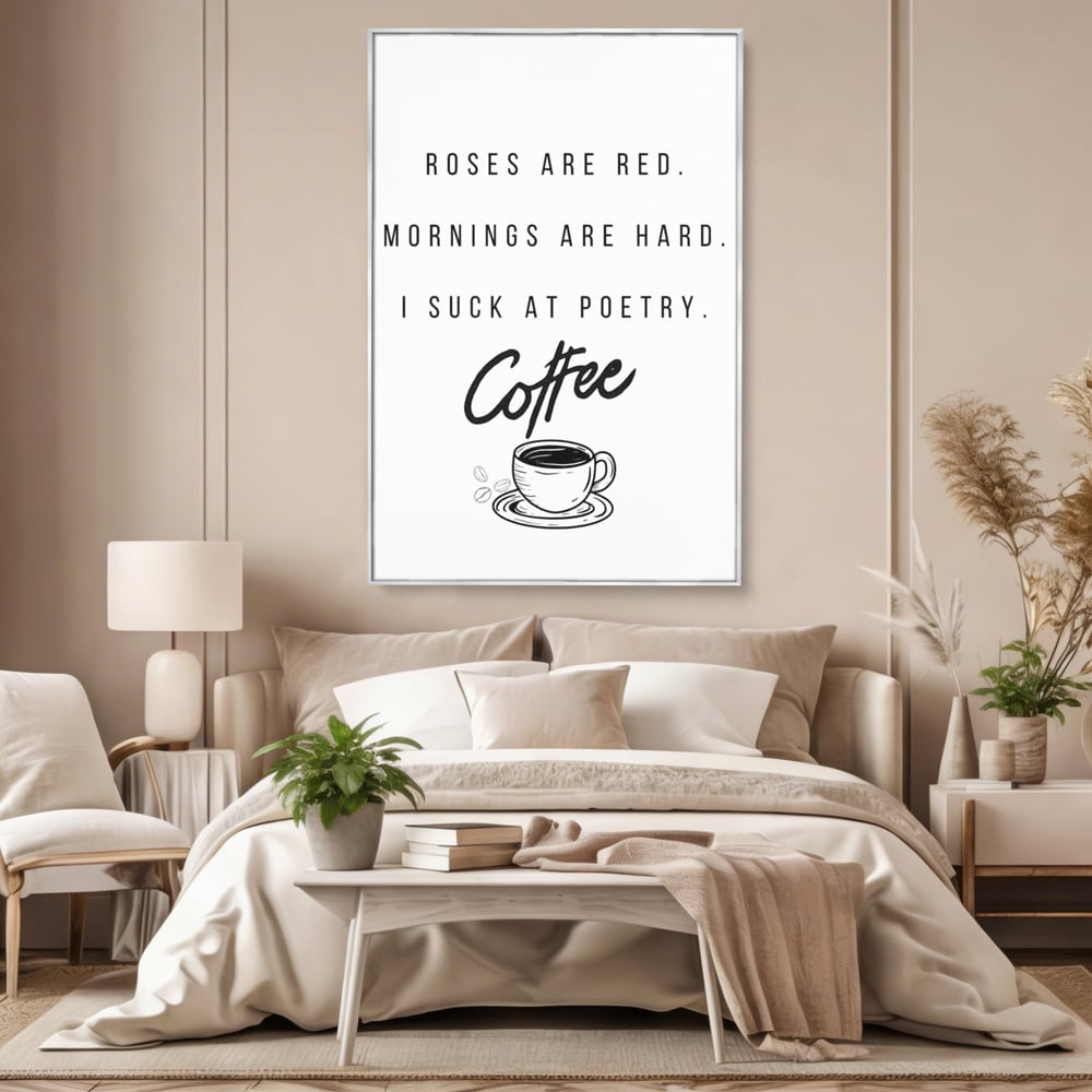 Tablou Canvas Premium, LuxCanva® N1169, Un Mic Poem Aromat, Cafea, Poezie, Dimineata, Design, Modern, Amuzant, Cafenea, Pub, Bar, Lounge, Restaurant, Bucatarie
