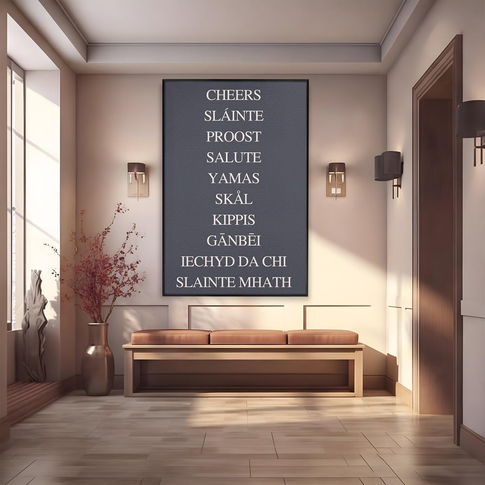 Tablou Canvas Premium, LuxCanva® N1170, Noroc si Voie Buna, Toast, Veselie, Sarbatoare, Petrecere, Tipografie, Pub, Bar, Lounge, Restaurant, Bucatarie