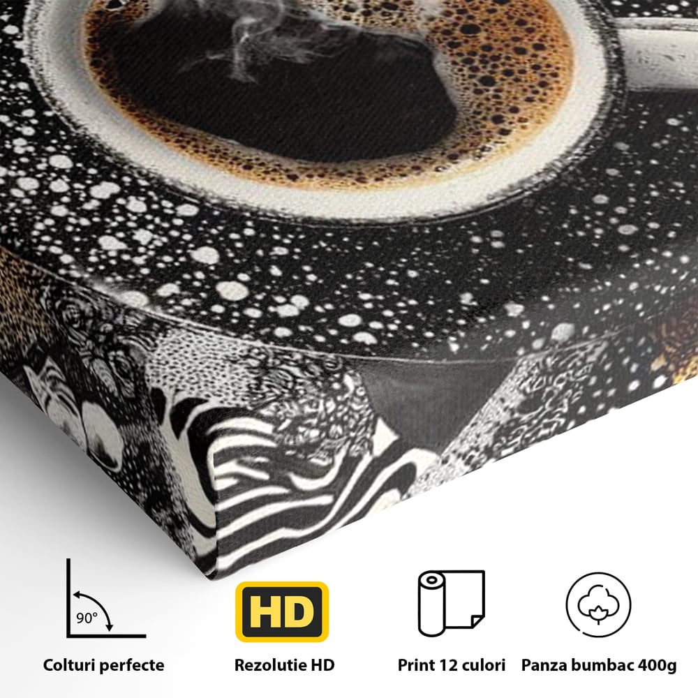 Leinwand Premium Canvas Wandbilder, LuxCanva® N1171, Wild Coffee, Exotisch, Kaffee, Espresso, Heiß, Safari, Dschungel, Café, Kneipe, Pub, Bar, Lounge, Restaurant, Küche
