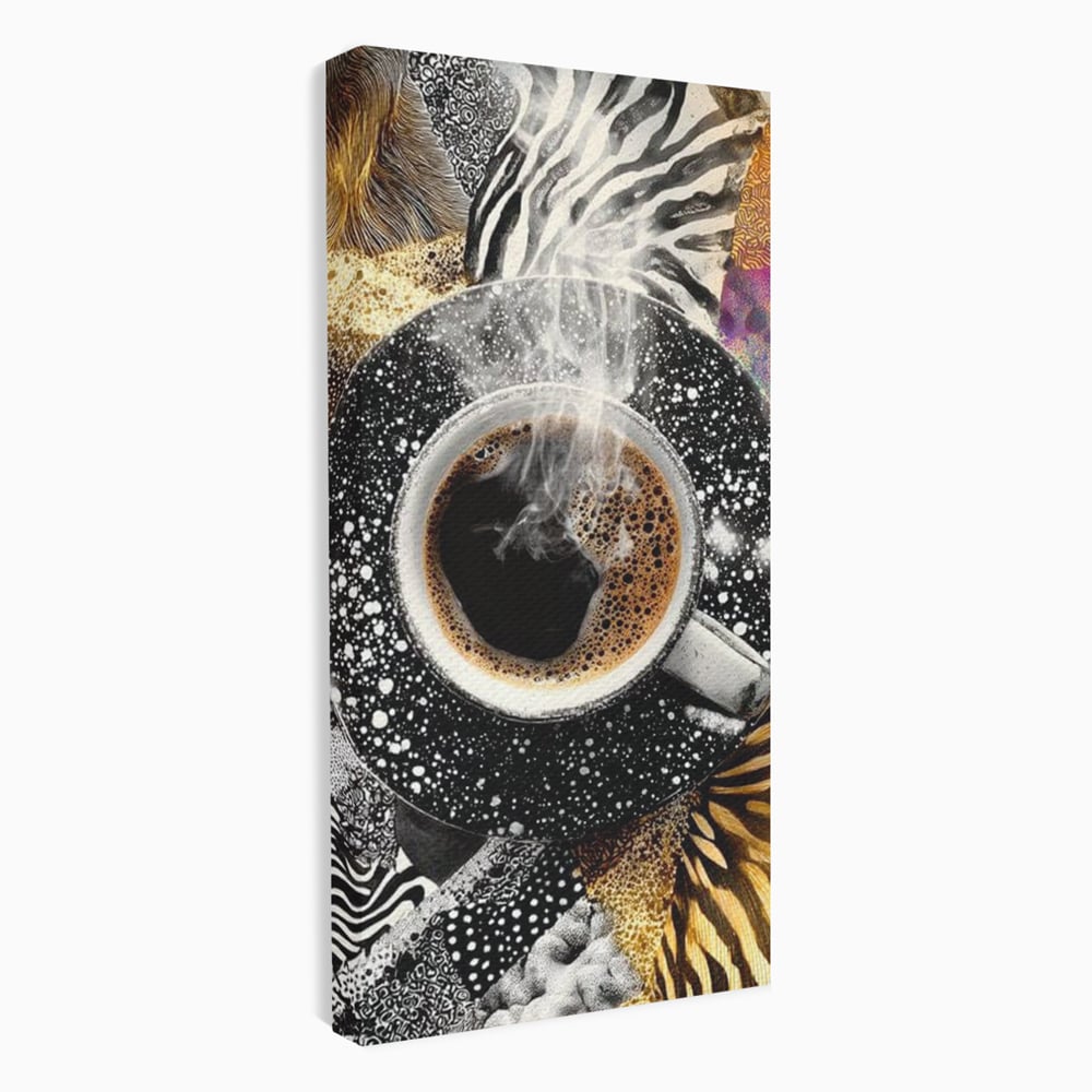 Leinwand Premium Canvas Wandbilder, LuxCanva® N1171, Wild Coffee, Exotisch, Kaffee, Espresso, Heiß, Safari, Dschungel, Café, Kneipe, Pub, Bar, Lounge, Restaurant, Küche