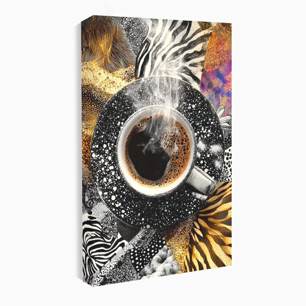 Leinwand Premium Canvas Wandbilder, LuxCanva® N1171, Wild Coffee, Exotisch, Kaffee, Espresso, Heiß, Safari, Dschungel, Café, Kneipe, Pub, Bar, Lounge, Restaurant, Küche