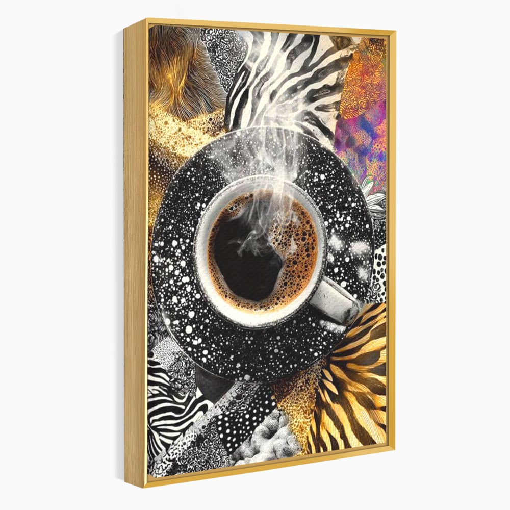 Leinwand Premium Canvas Wandbilder, LuxCanva® N1171, Wild Coffee, Exotisch, Kaffee, Espresso, Heiß, Safari, Dschungel, Café, Kneipe, Pub, Bar, Lounge, Restaurant, Küche