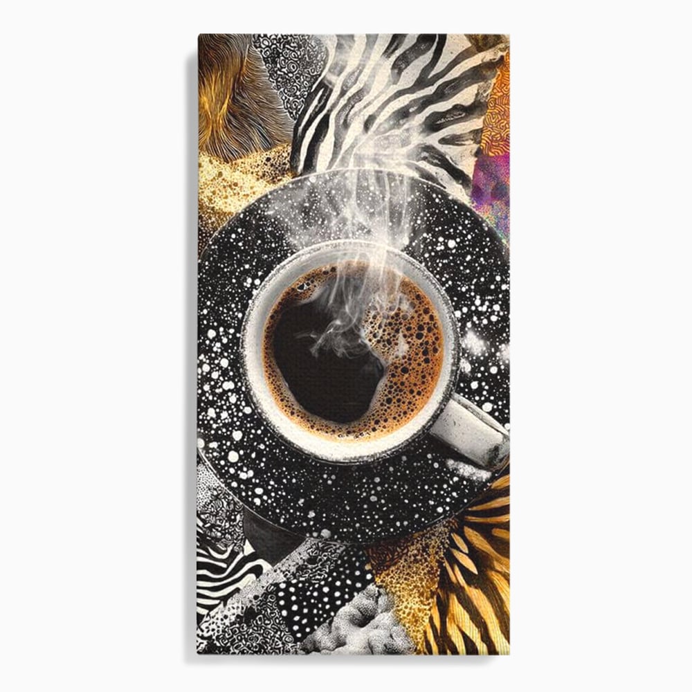 Leinwand Premium Canvas Wandbilder, LuxCanva® N1171, Wild Coffee, Exotisch, Kaffee, Espresso, Heiß, Safari, Dschungel, Café, Kneipe, Pub, Bar, Lounge, Restaurant, Küche