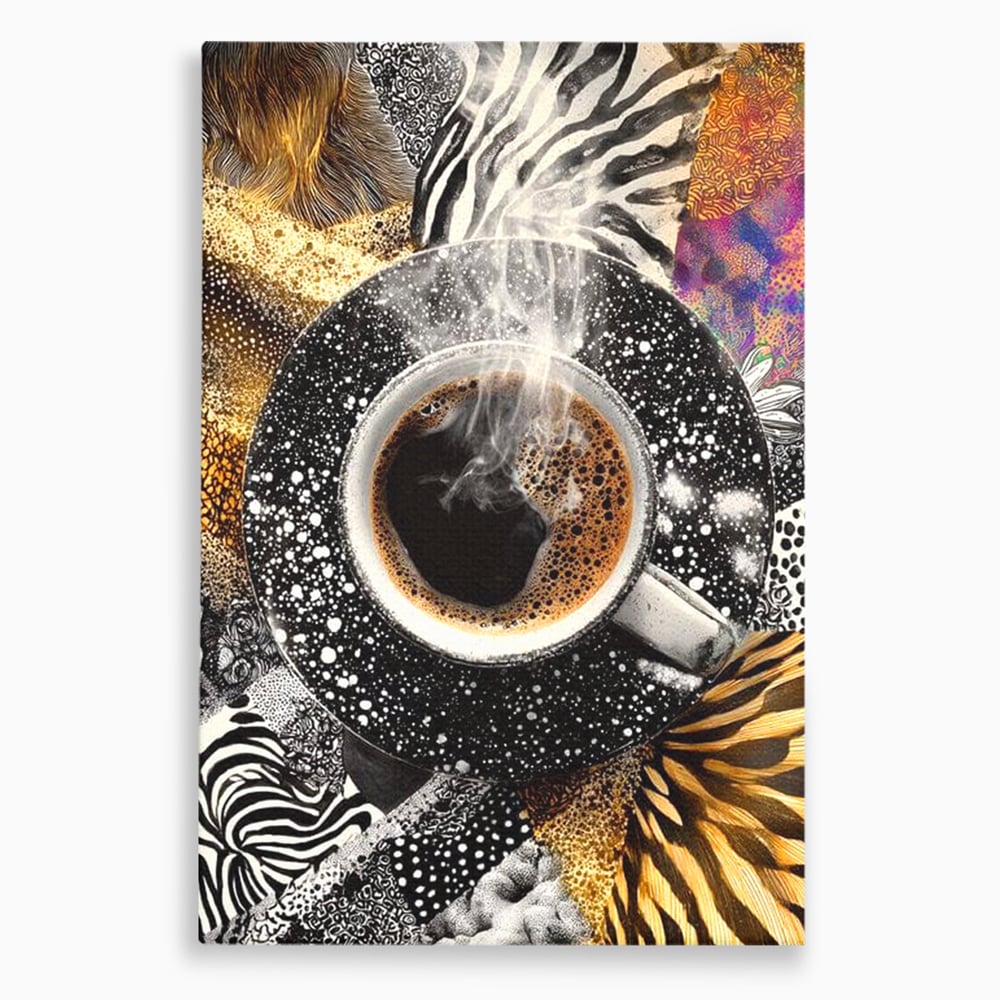 Leinwand Premium Canvas Wandbilder, LuxCanva® N1171, Wild Coffee, Exotisch, Kaffee, Espresso, Heiß, Safari, Dschungel, Café, Kneipe, Pub, Bar, Lounge, Restaurant, Küche