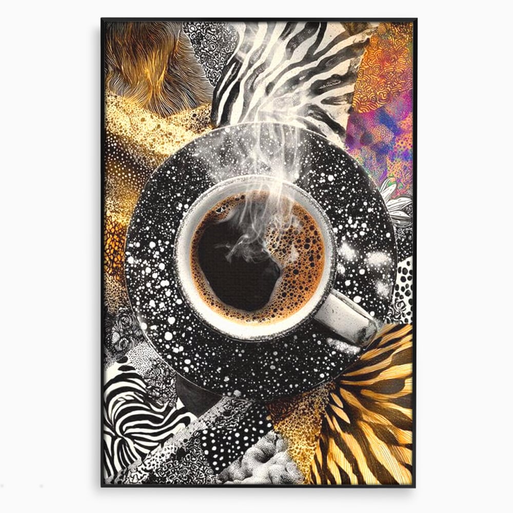 Leinwand Premium Canvas Wandbilder, LuxCanva® N1171, Wild Coffee, Exotisch, Kaffee, Espresso, Heiß, Safari, Dschungel, Café, Kneipe, Pub, Bar, Lounge, Restaurant, Küche