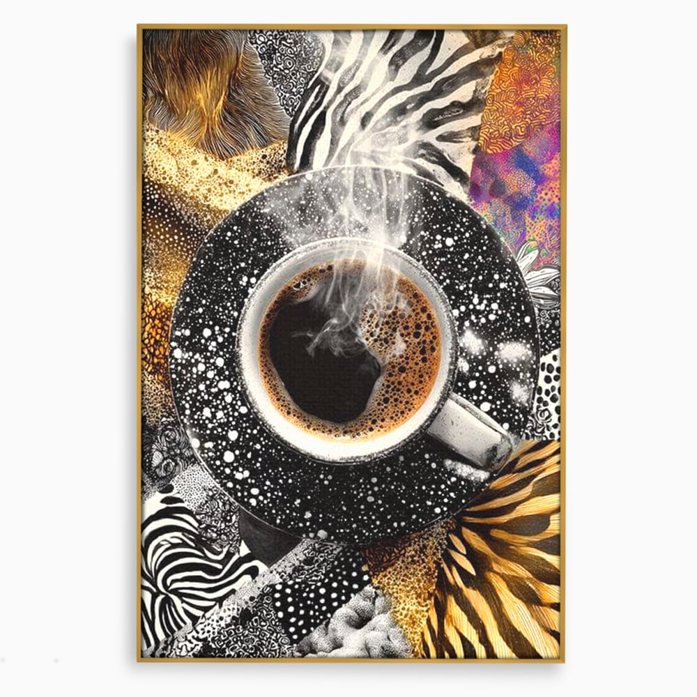 Leinwand Premium Canvas Wandbilder, LuxCanva® N1171, Wild Coffee, Exotisch, Kaffee, Espresso, Heiß, Safari, Dschungel, Café, Kneipe, Pub, Bar, Lounge, Restaurant, Küche