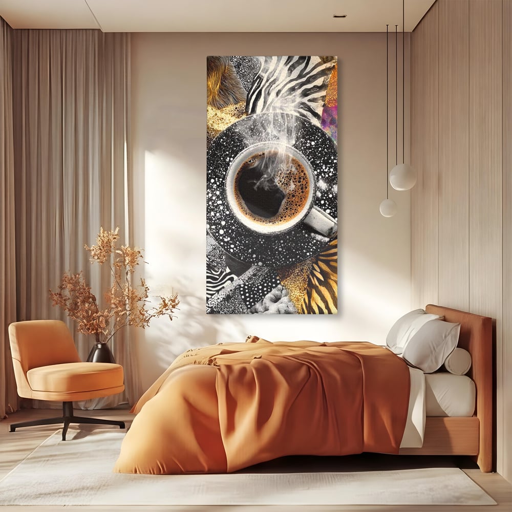 Leinwand Premium Canvas Wandbilder, LuxCanva® N1171, Wild Coffee, Exotisch, Kaffee, Espresso, Heiß, Safari, Dschungel, Café, Kneipe, Pub, Bar, Lounge, Restaurant, Küche