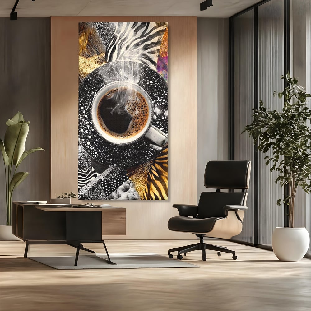 Leinwand Premium Canvas Wandbilder, LuxCanva® N1171, Wild Coffee, Exotisch, Kaffee, Espresso, Heiß, Safari, Dschungel, Café, Kneipe, Pub, Bar, Lounge, Restaurant, Küche