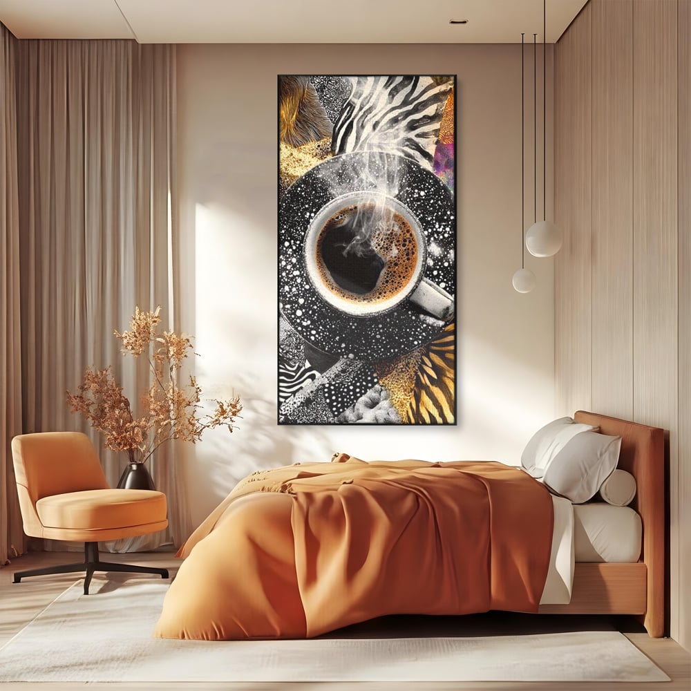 Leinwand Premium Canvas Wandbilder, LuxCanva® N1171, Wild Coffee, Exotisch, Kaffee, Espresso, Heiß, Safari, Dschungel, Café, Kneipe, Pub, Bar, Lounge, Restaurant, Küche