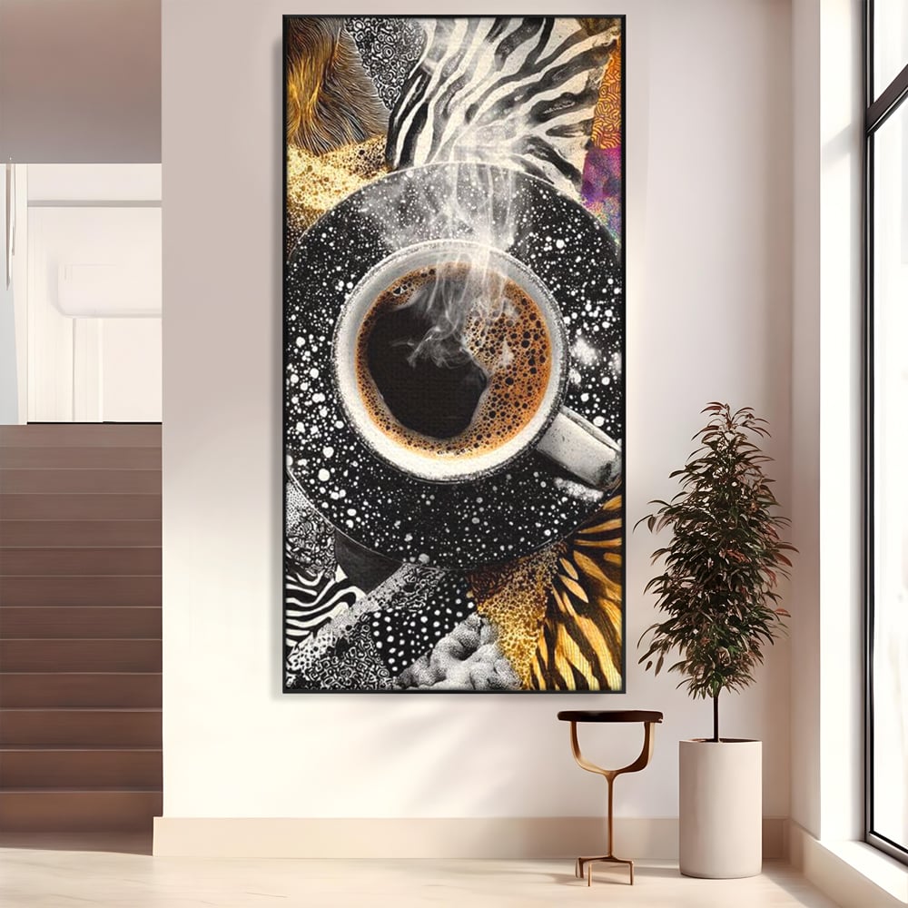 Leinwand Premium Canvas Wandbilder, LuxCanva® N1171, Wild Coffee, Exotisch, Kaffee, Espresso, Heiß, Safari, Dschungel, Café, Kneipe, Pub, Bar, Lounge, Restaurant, Küche