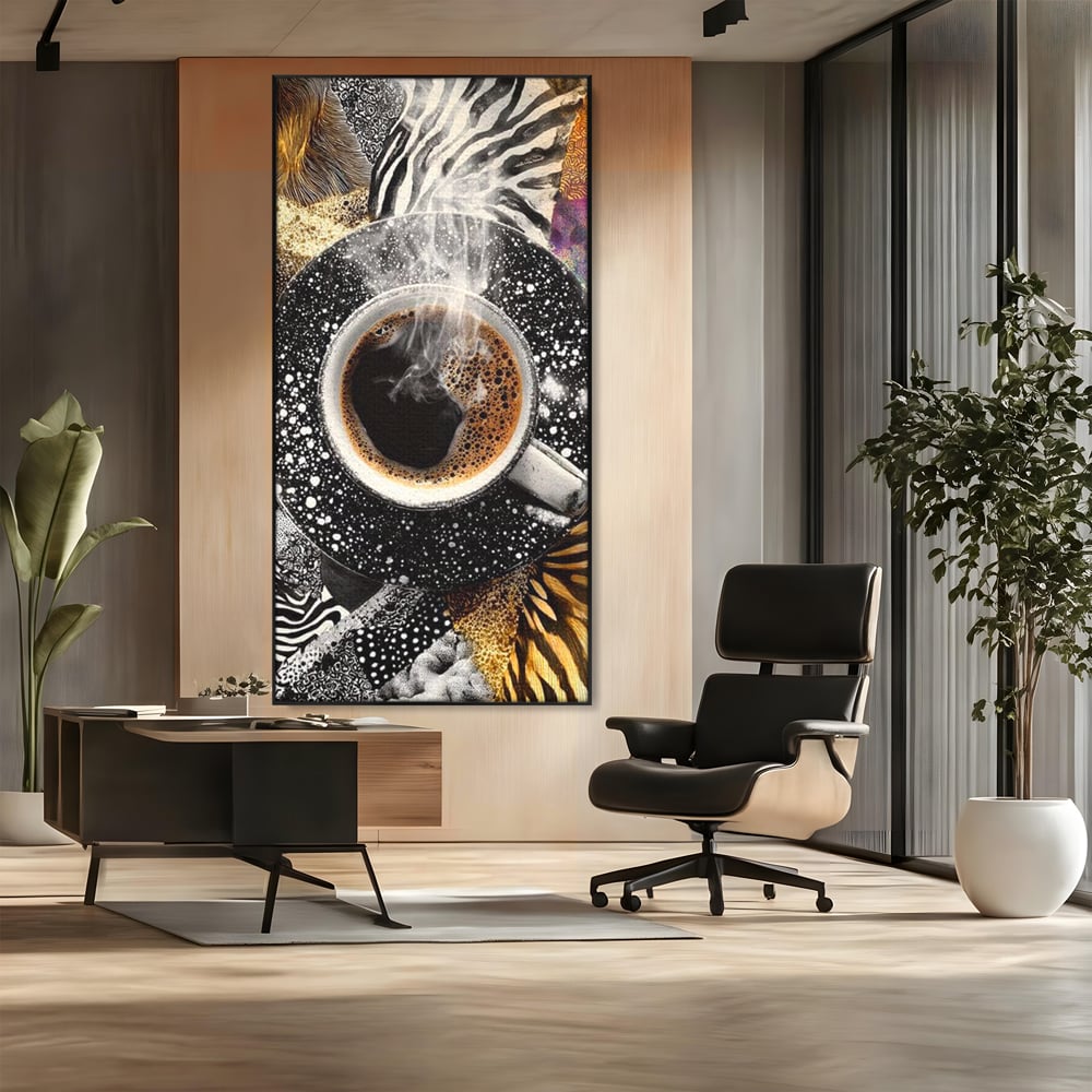 Leinwand Premium Canvas Wandbilder, LuxCanva® N1171, Wild Coffee, Exotisch, Kaffee, Espresso, Heiß, Safari, Dschungel, Café, Kneipe, Pub, Bar, Lounge, Restaurant, Küche