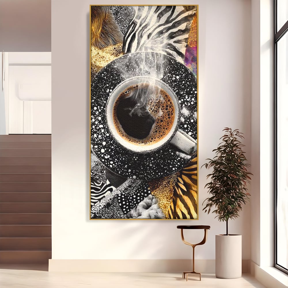 Leinwand Premium Canvas Wandbilder, LuxCanva® N1171, Wild Coffee, Exotisch, Kaffee, Espresso, Heiß, Safari, Dschungel, Café, Kneipe, Pub, Bar, Lounge, Restaurant, Küche
