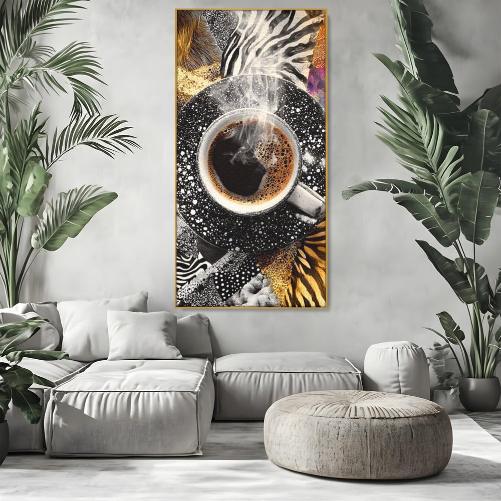 Leinwand Premium Canvas Wandbilder, LuxCanva® N1171, Wild Coffee, Exotisch, Kaffee, Espresso, Heiß, Safari, Dschungel, Café, Kneipe, Pub, Bar, Lounge, Restaurant, Küche