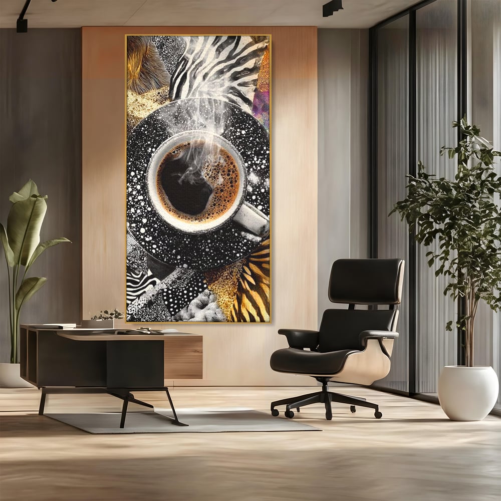 Leinwand Premium Canvas Wandbilder, LuxCanva® N1171, Wild Coffee, Exotisch, Kaffee, Espresso, Heiß, Safari, Dschungel, Café, Kneipe, Pub, Bar, Lounge, Restaurant, Küche