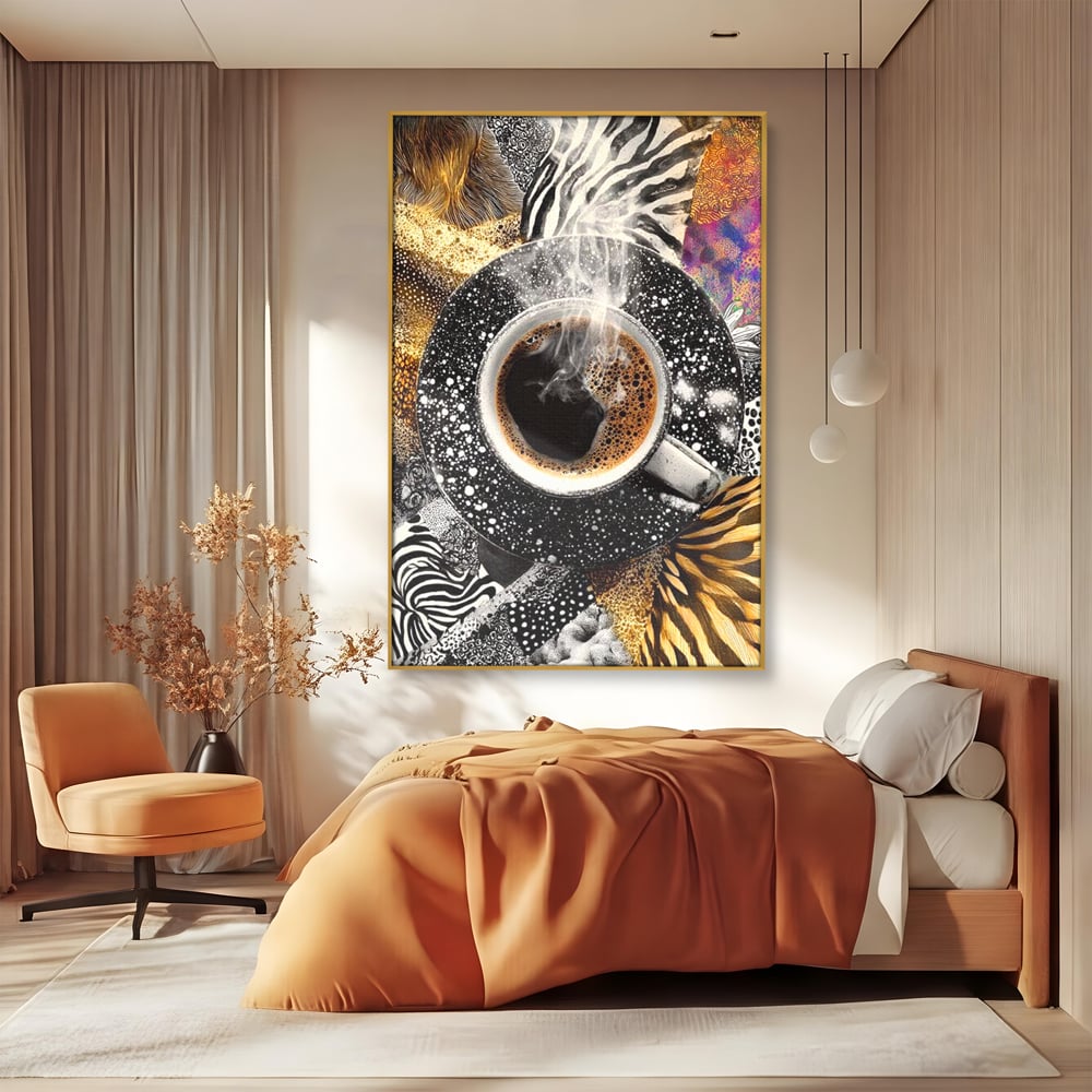 Leinwand Premium Canvas Wandbilder, LuxCanva® N1171, Wild Coffee, Exotisch, Kaffee, Espresso, Heiß, Safari, Dschungel, Café, Kneipe, Pub, Bar, Lounge, Restaurant, Küche