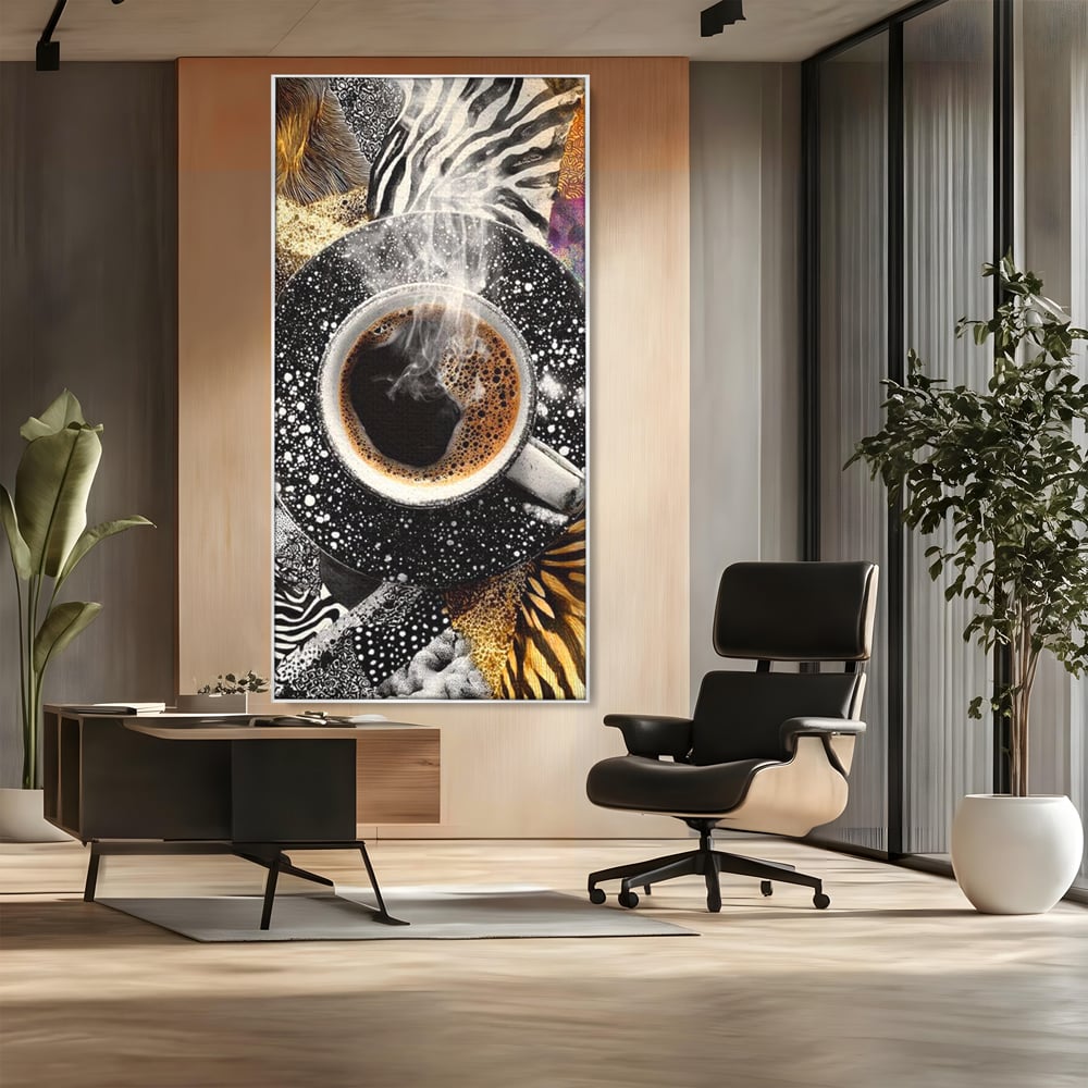 Leinwand Premium Canvas Wandbilder, LuxCanva® N1171, Wild Coffee, Exotisch, Kaffee, Espresso, Heiß, Safari, Dschungel, Café, Kneipe, Pub, Bar, Lounge, Restaurant, Küche