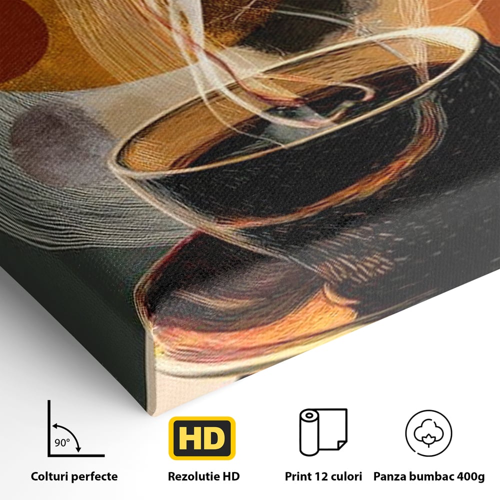 Tablou Canvas Premium, LuxCanva® N1172, Design in Ceasca, Arta Abstracta, Modern, Urban, Cafea, Aburi, Forme, Cafenea, Pub, Bar, Lounge, Restaurant, Bucatarie