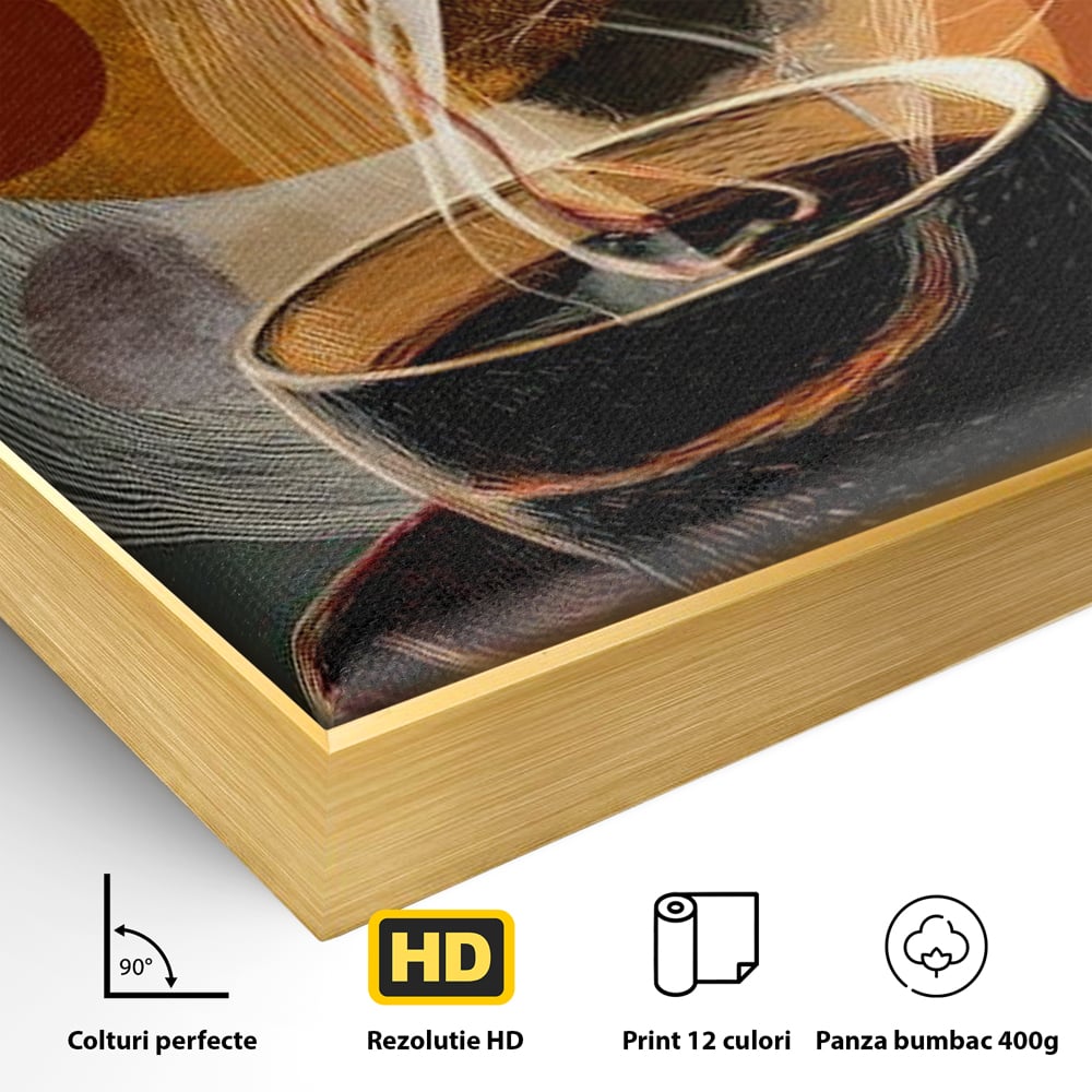 Tablou Canvas Premium, LuxCanva® N1172, Design in Ceasca, Arta Abstracta, Modern, Urban, Cafea, Aburi, Forme, Cafenea, Pub, Bar, Lounge, Restaurant, Bucatarie