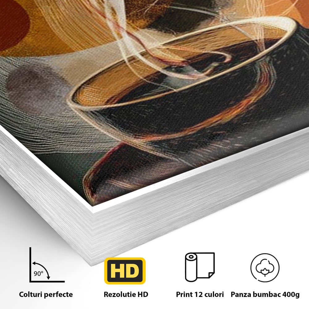 Tablou Canvas Premium, LuxCanva® N1172, Design in Ceasca, Arta Abstracta, Modern, Urban, Cafea, Aburi, Forme, Cafenea, Pub, Bar, Lounge, Restaurant, Bucatarie