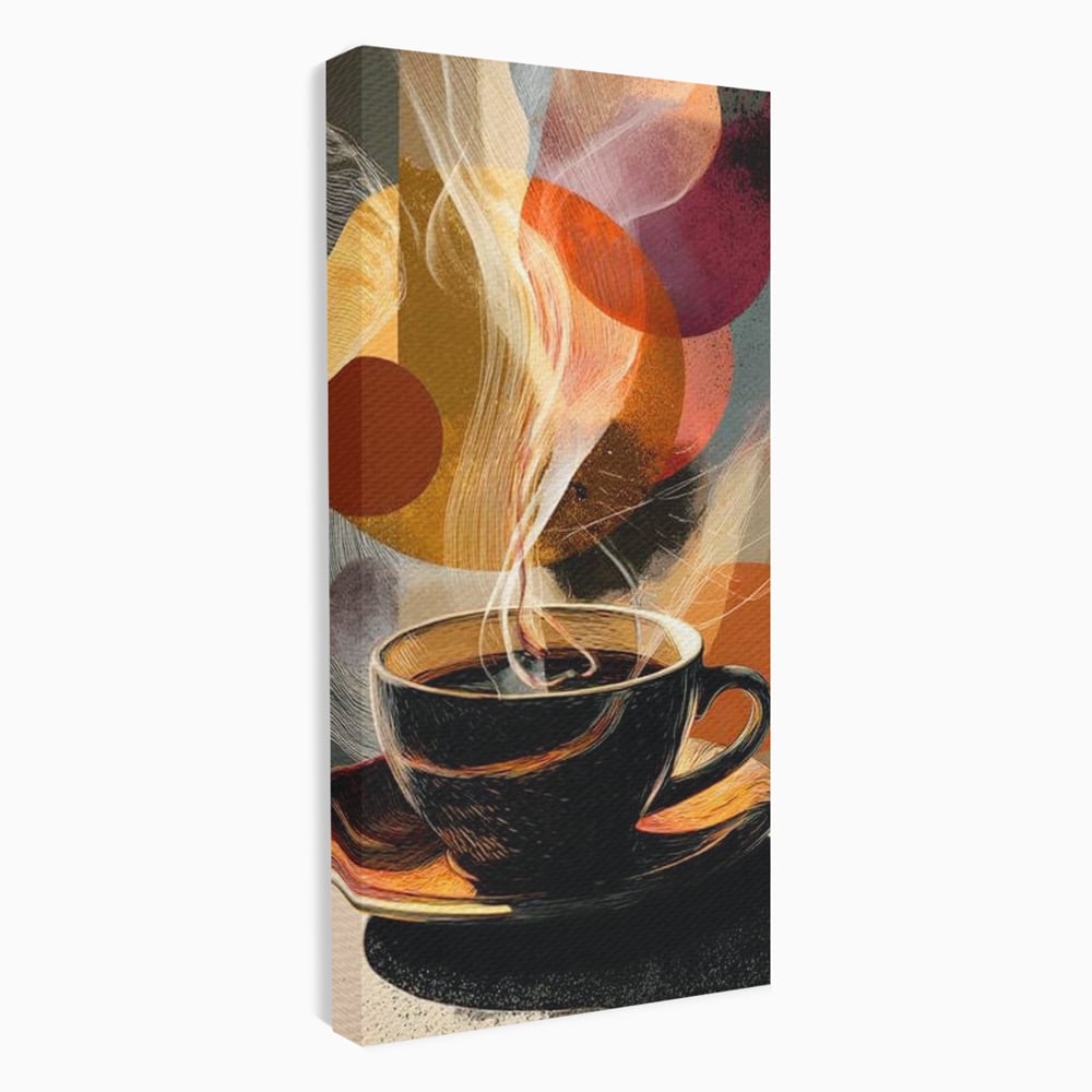 Tablou Canvas Premium, LuxCanva® N1172, Design in Ceasca, Arta Abstracta, Modern, Urban, Cafea, Aburi, Forme, Cafenea, Pub, Bar, Lounge, Restaurant, Bucatarie