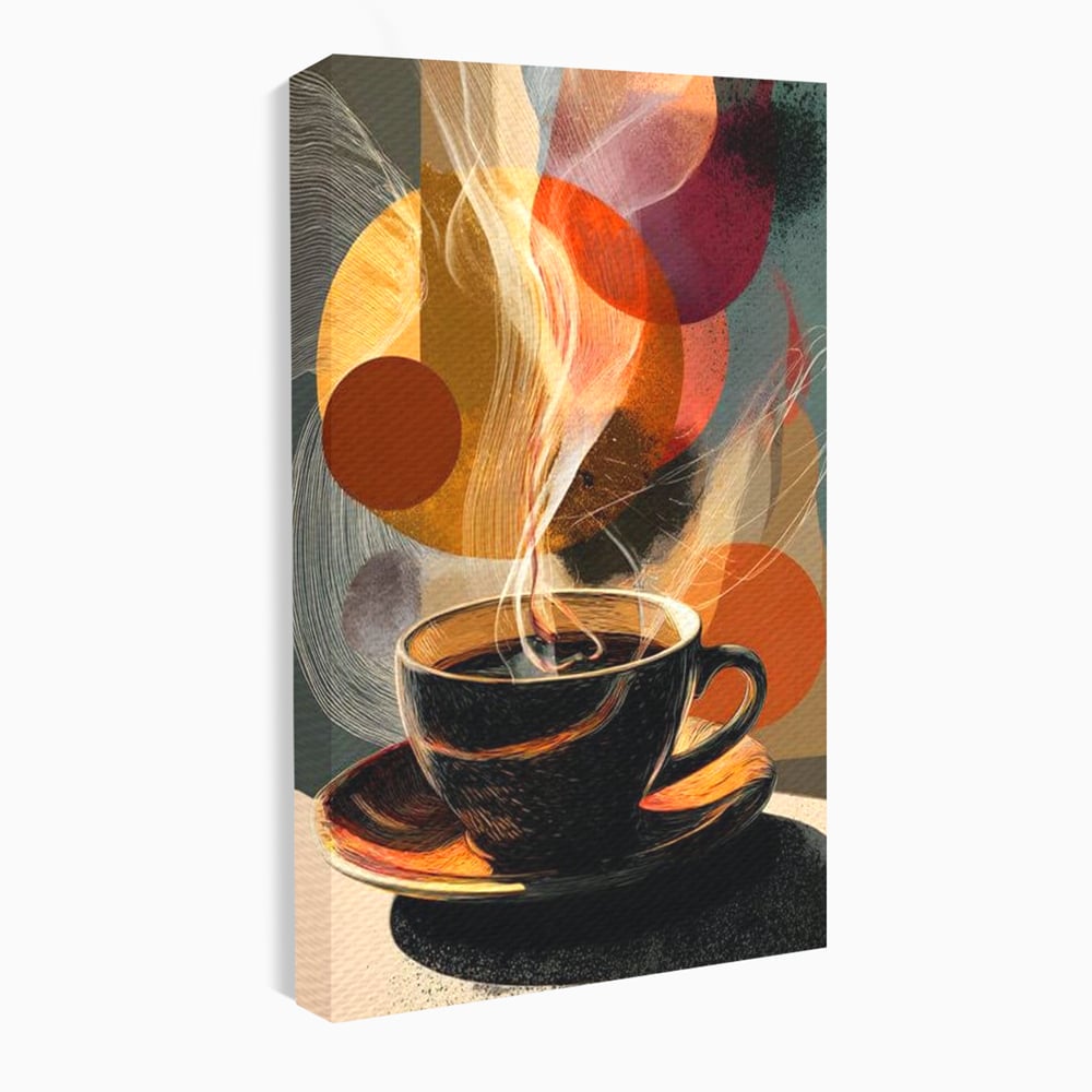 Tablou Canvas Premium, LuxCanva® N1172, Design in Ceasca, Arta Abstracta, Modern, Urban, Cafea, Aburi, Forme, Cafenea, Pub, Bar, Lounge, Restaurant, Bucatarie
