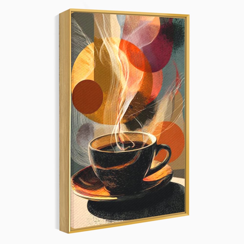 Tablou Canvas Premium, LuxCanva® N1172, Design in Ceasca, Arta Abstracta, Modern, Urban, Cafea, Aburi, Forme, Cafenea, Pub, Bar, Lounge, Restaurant, Bucatarie