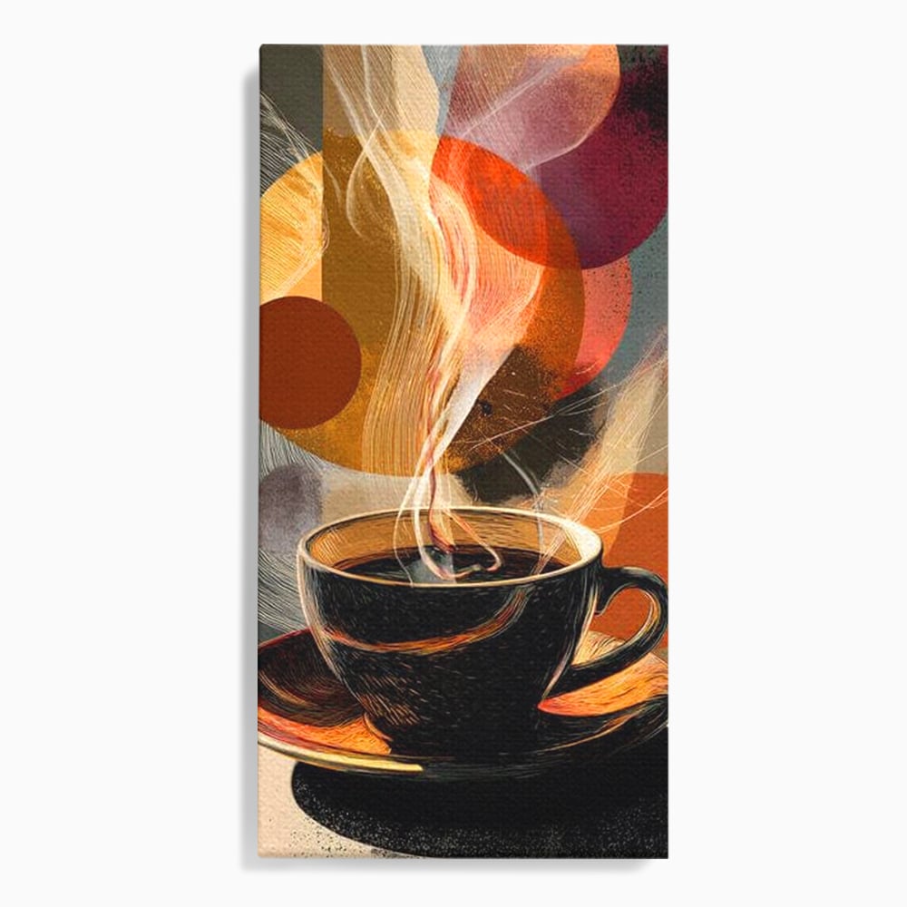 Tablou Canvas Premium, LuxCanva® N1172, Design in Ceasca, Arta Abstracta, Modern, Urban, Cafea, Aburi, Forme, Cafenea, Pub, Bar, Lounge, Restaurant, Bucatarie