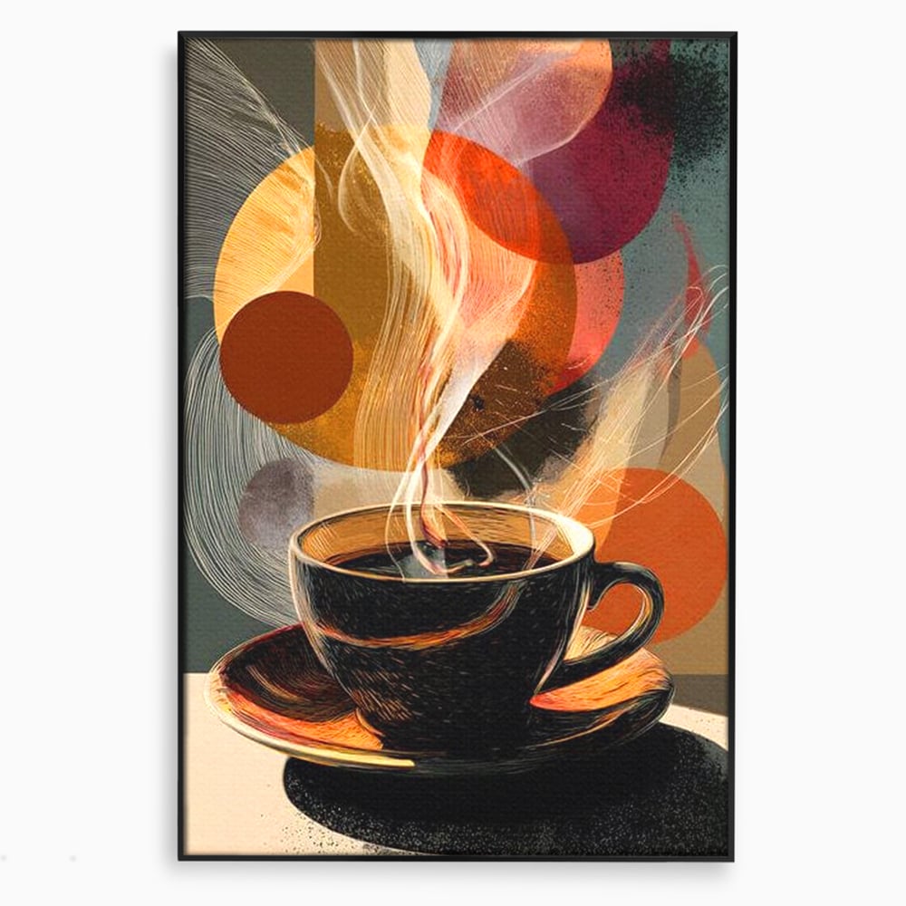 Tablou Canvas Premium, LuxCanva® N1172, Design in Ceasca, Arta Abstracta, Modern, Urban, Cafea, Aburi, Forme, Cafenea, Pub, Bar, Lounge, Restaurant, Bucatarie