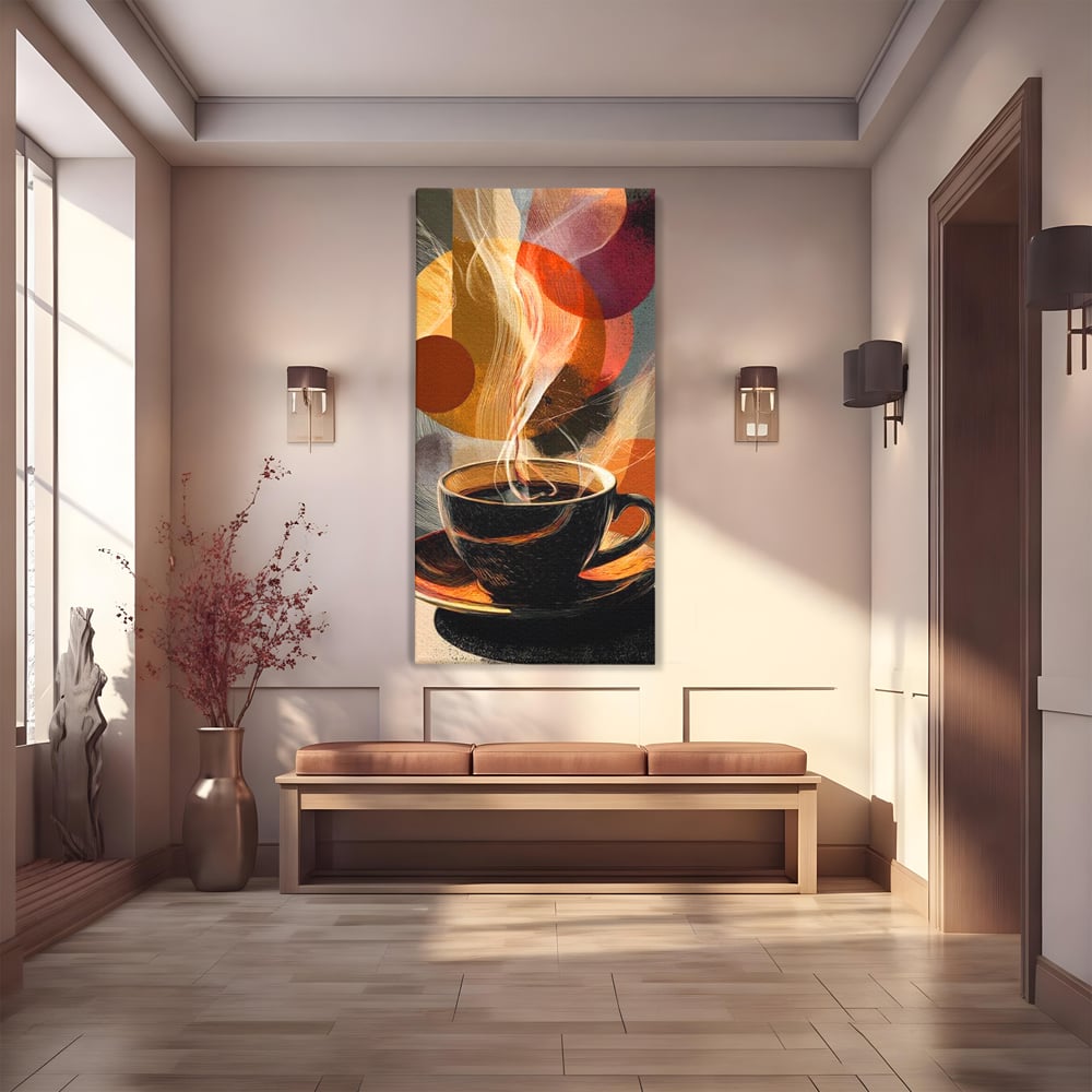 Tablou Canvas Premium, LuxCanva® N1172, Design in Ceasca, Arta Abstracta, Modern, Urban, Cafea, Aburi, Forme, Cafenea, Pub, Bar, Lounge, Restaurant, Bucatarie