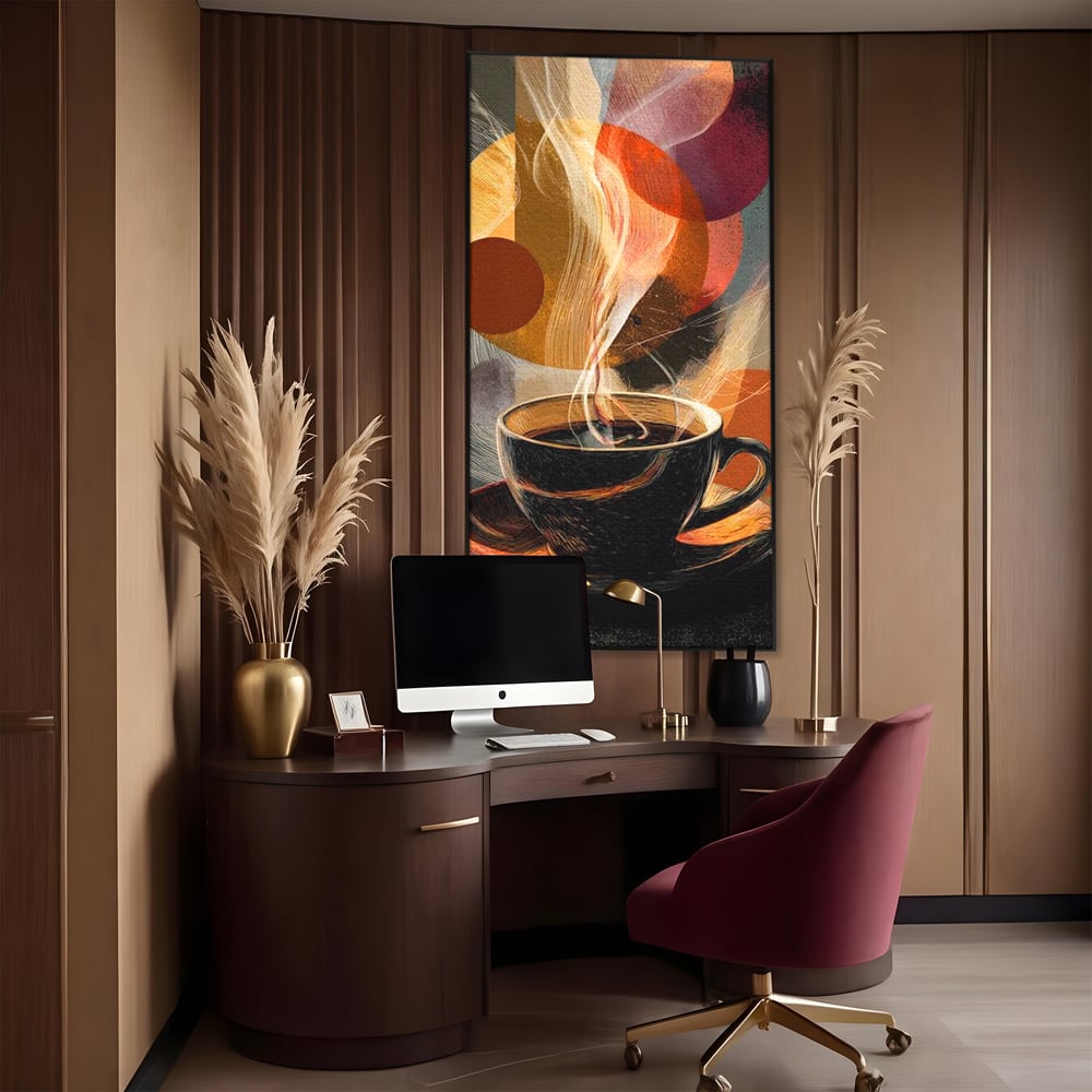 Tablou Canvas Premium, LuxCanva® N1172, Design in Ceasca, Arta Abstracta, Modern, Urban, Cafea, Aburi, Forme, Cafenea, Pub, Bar, Lounge, Restaurant, Bucatarie