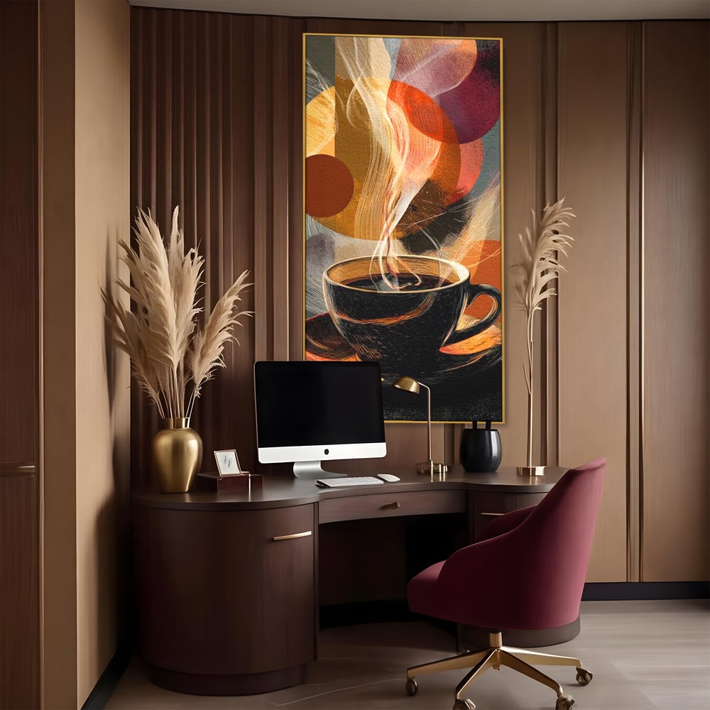 Tablou Canvas Premium, LuxCanva® N1172, Design in Ceasca, Arta Abstracta, Modern, Urban, Cafea, Aburi, Forme, Cafenea, Pub, Bar, Lounge, Restaurant, Bucatarie