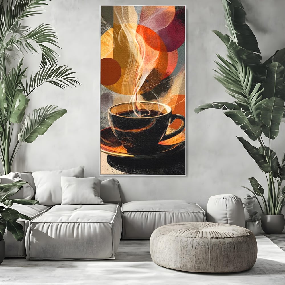Tablou Canvas Premium, LuxCanva® N1172, Design in Ceasca, Arta Abstracta, Modern, Urban, Cafea, Aburi, Forme, Cafenea, Pub, Bar, Lounge, Restaurant, Bucatarie