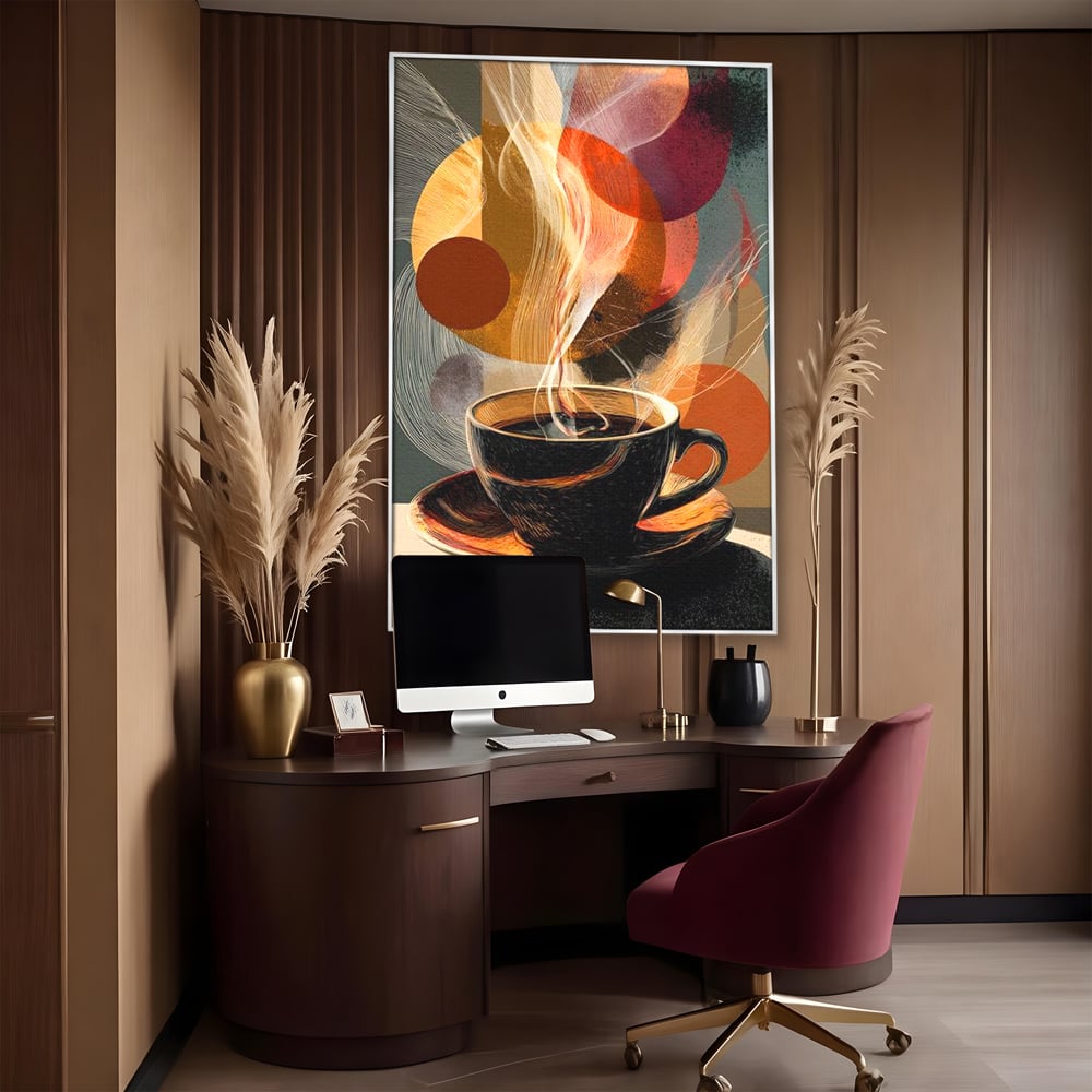 Tablou Canvas Premium, LuxCanva® N1172, Design in Ceasca, Arta Abstracta, Modern, Urban, Cafea, Aburi, Forme, Cafenea, Pub, Bar, Lounge, Restaurant, Bucatarie
