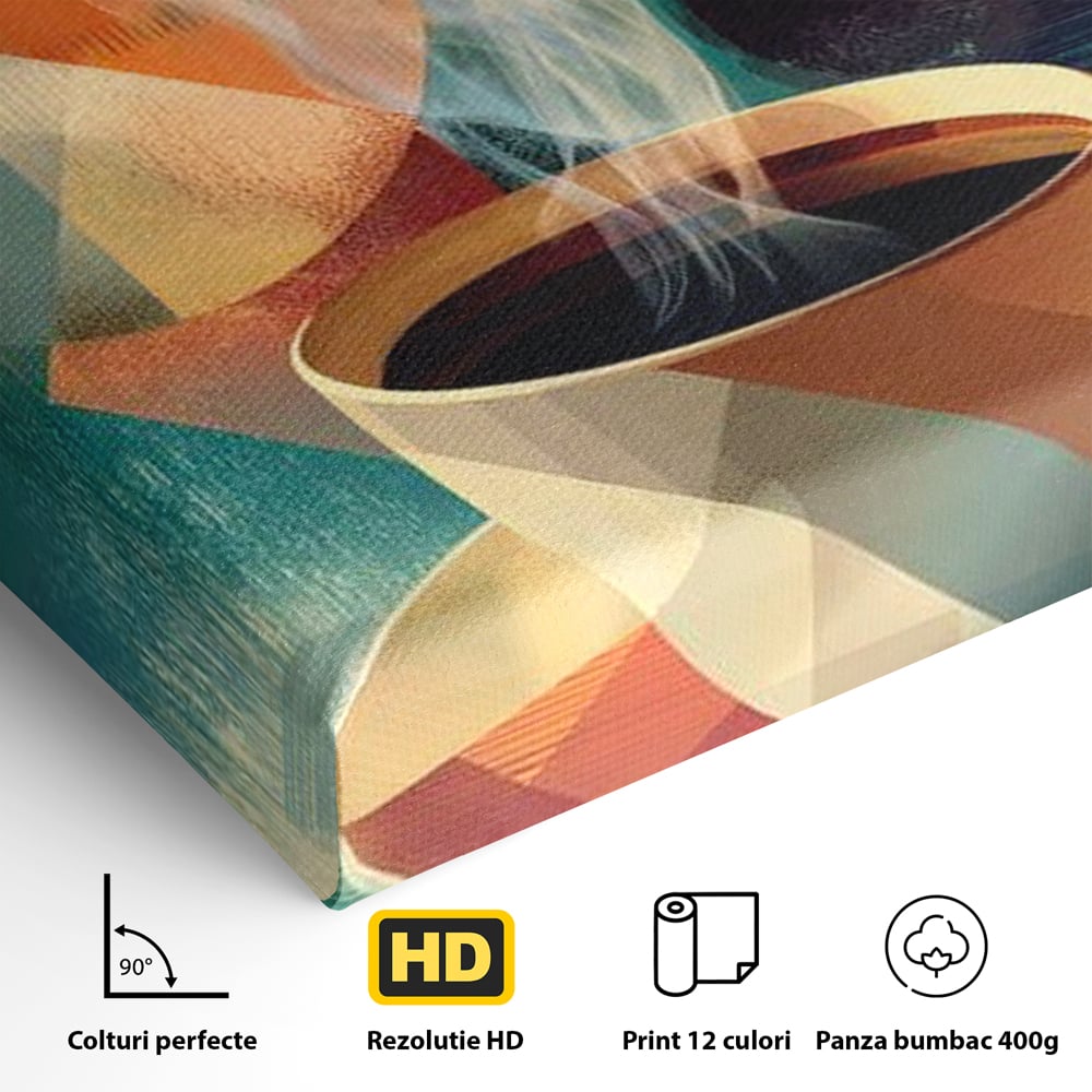 Tablou Canvas Premium, LuxCanva® N1173, Geometria Cafelei, Ceasca, Espresso, Design, Cercuri, Arta Abstracta, Cafenea, Pub, Bar, Lounge, Restaurant, Bucatarie