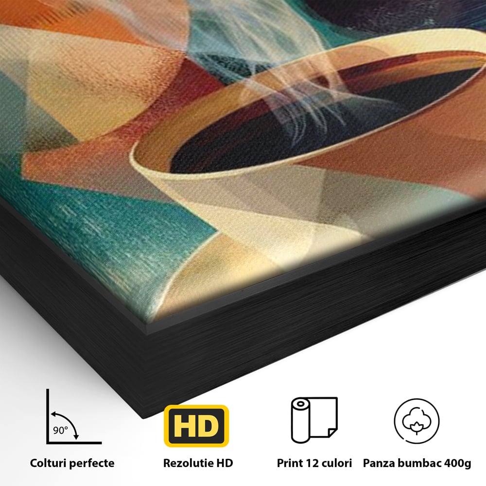 Tablou Canvas Premium, LuxCanva® N1173, Geometria Cafelei, Ceasca, Espresso, Design, Cercuri, Arta Abstracta, Cafenea, Pub, Bar, Lounge, Restaurant, Bucatarie