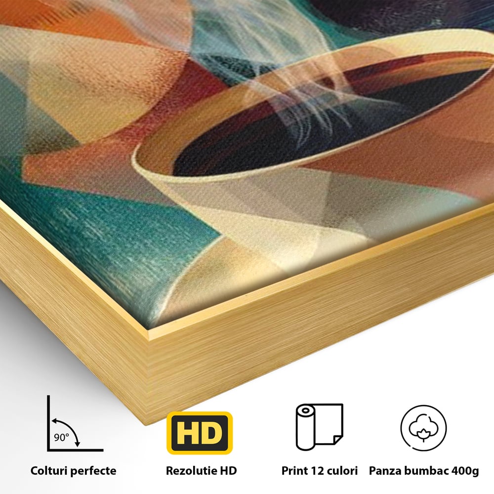 Tablou Canvas Premium, LuxCanva® N1173, Geometria Cafelei, Ceasca, Espresso, Design, Cercuri, Arta Abstracta, Cafenea, Pub, Bar, Lounge, Restaurant, Bucatarie