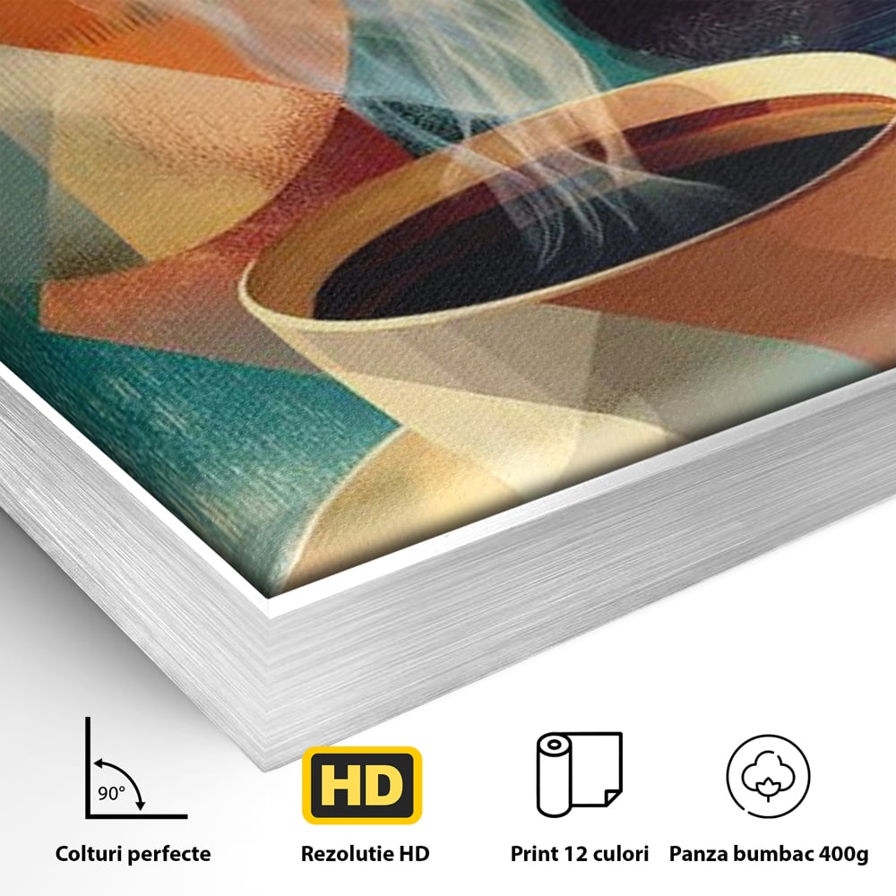 Tablou Canvas Premium, LuxCanva® N1173, Geometria Cafelei, Ceasca, Espresso, Design, Cercuri, Arta Abstracta, Cafenea, Pub, Bar, Lounge, Restaurant, Bucatarie