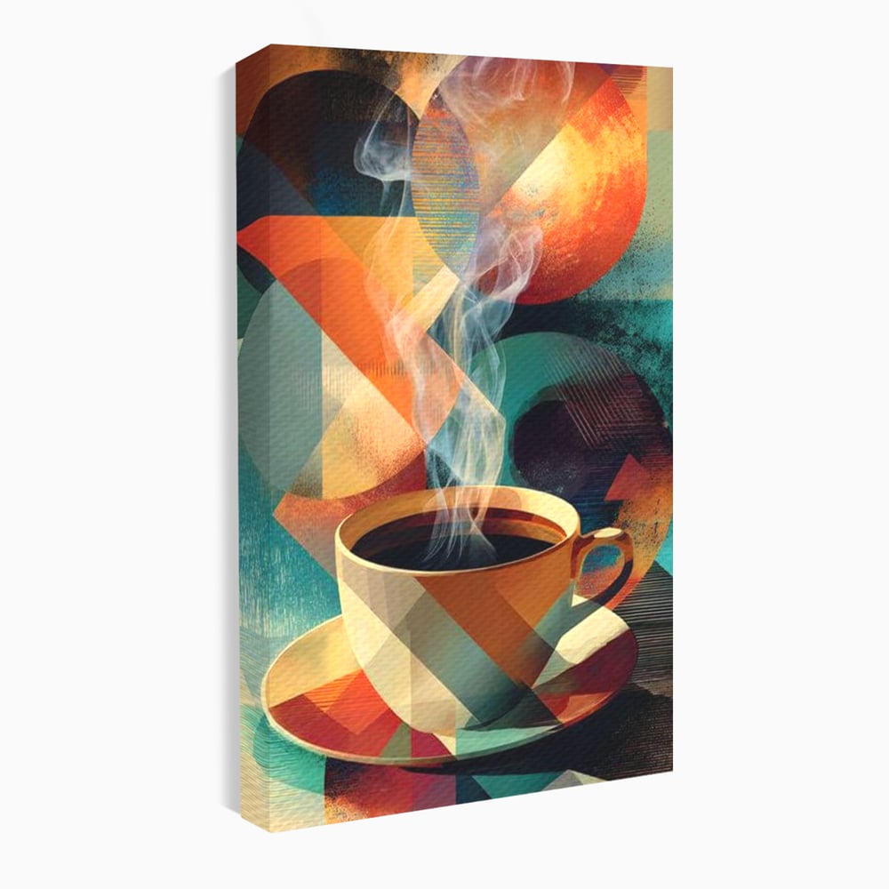 Tablou Canvas Premium, LuxCanva® N1173, Geometria Cafelei, Ceasca, Espresso, Design, Cercuri, Arta Abstracta, Cafenea, Pub, Bar, Lounge, Restaurant, Bucatarie