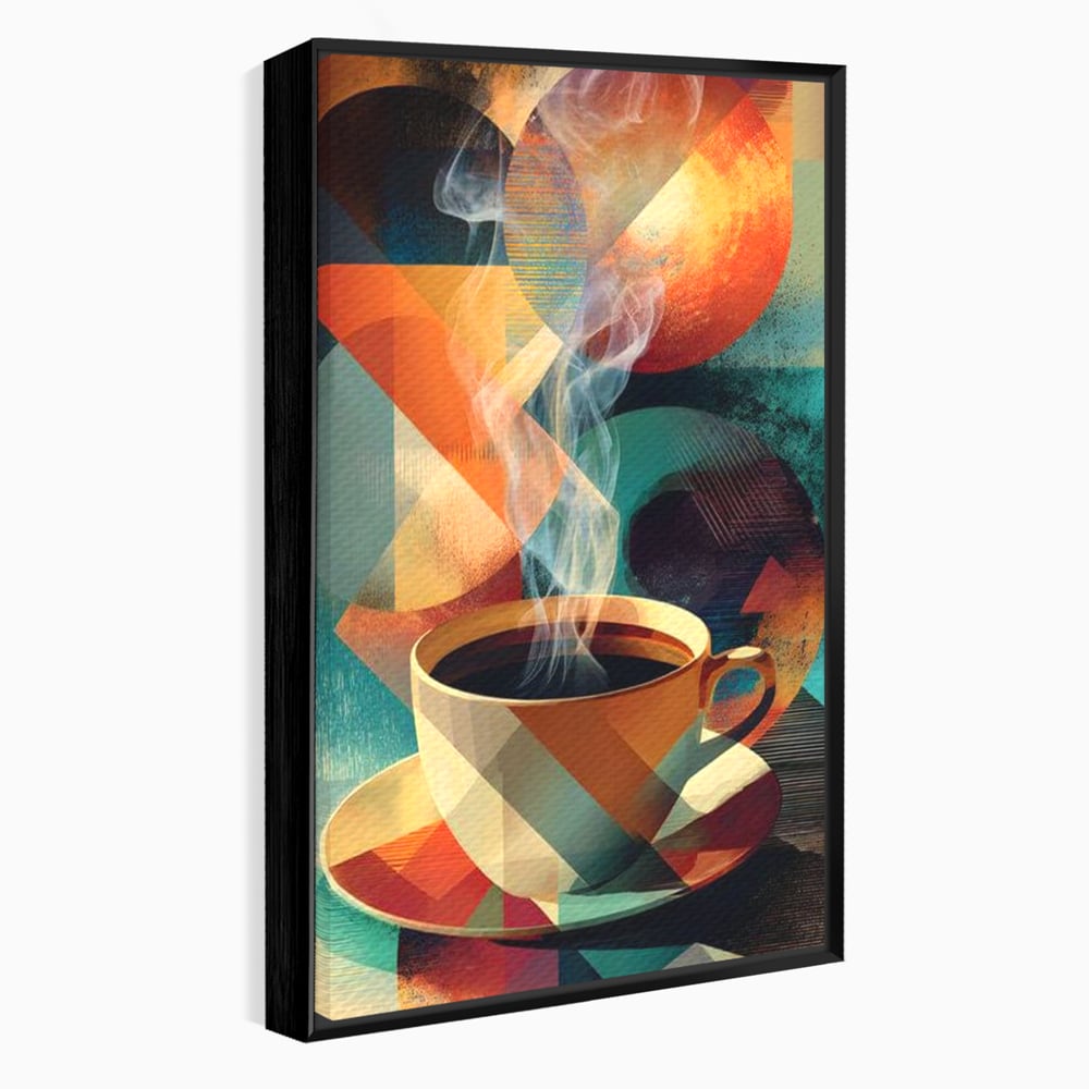 Tablou Canvas Premium, LuxCanva® N1173, Geometria Cafelei, Ceasca, Espresso, Design, Cercuri, Arta Abstracta, Cafenea, Pub, Bar, Lounge, Restaurant, Bucatarie