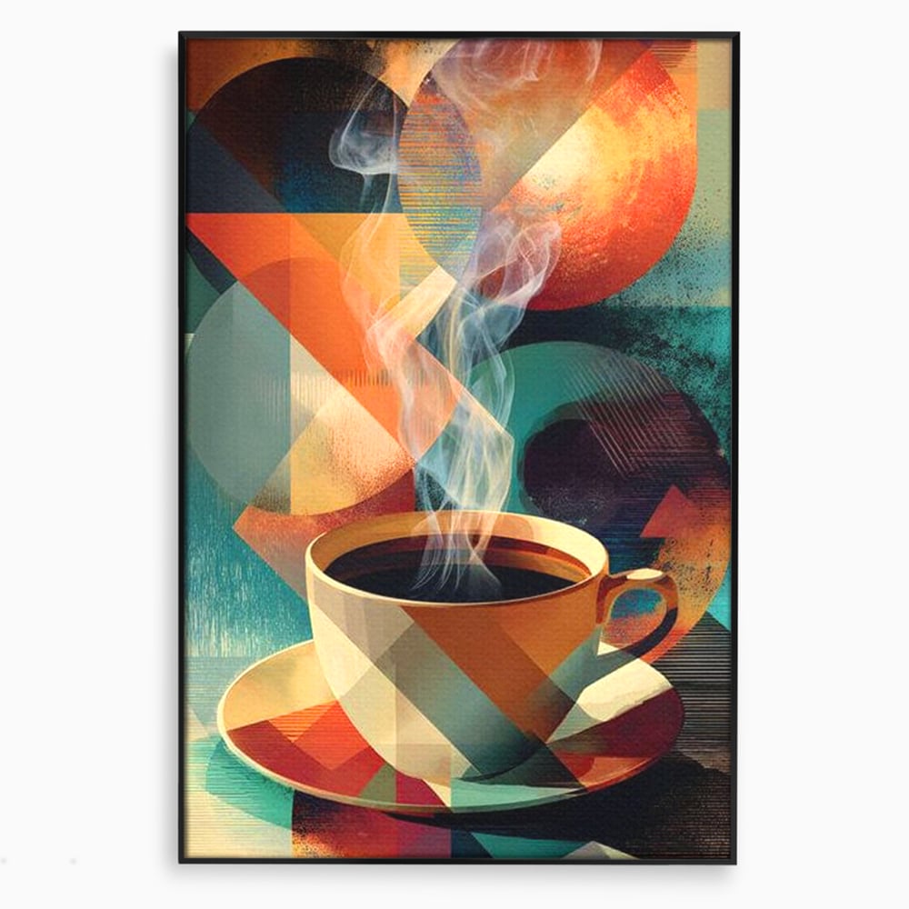 Tablou Canvas Premium, LuxCanva® N1173, Geometria Cafelei, Ceasca, Espresso, Design, Cercuri, Arta Abstracta, Cafenea, Pub, Bar, Lounge, Restaurant, Bucatarie