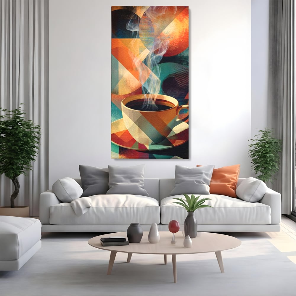 Tablou Canvas Premium, LuxCanva® N1173, Geometria Cafelei, Ceasca, Espresso, Design, Cercuri, Arta Abstracta, Cafenea, Pub, Bar, Lounge, Restaurant, Bucatarie