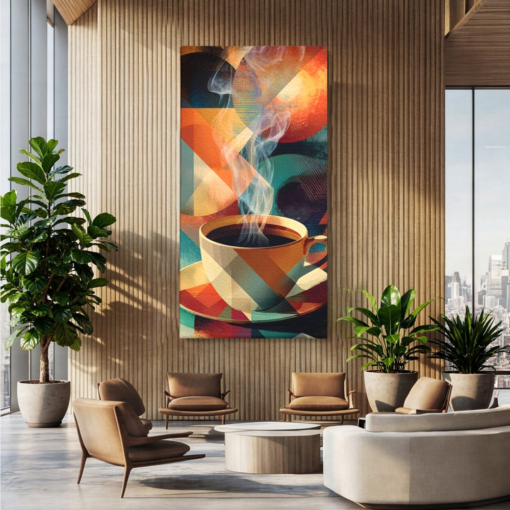 Tablou Canvas Premium, LuxCanva® N1173, Geometria Cafelei, Ceasca, Espresso, Design, Cercuri, Arta Abstracta, Cafenea, Pub, Bar, Lounge, Restaurant, Bucatarie