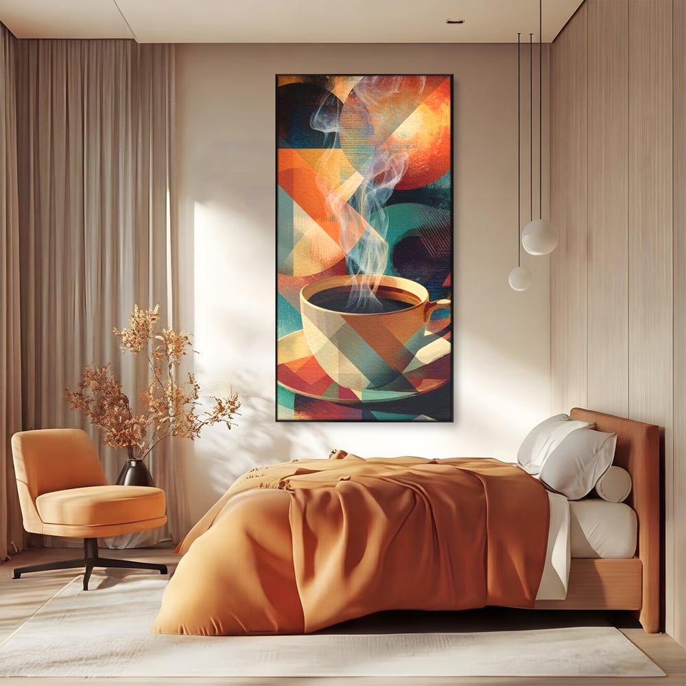 Tablou Canvas Premium, LuxCanva® N1173, Geometria Cafelei, Ceasca, Espresso, Design, Cercuri, Arta Abstracta, Cafenea, Pub, Bar, Lounge, Restaurant, Bucatarie