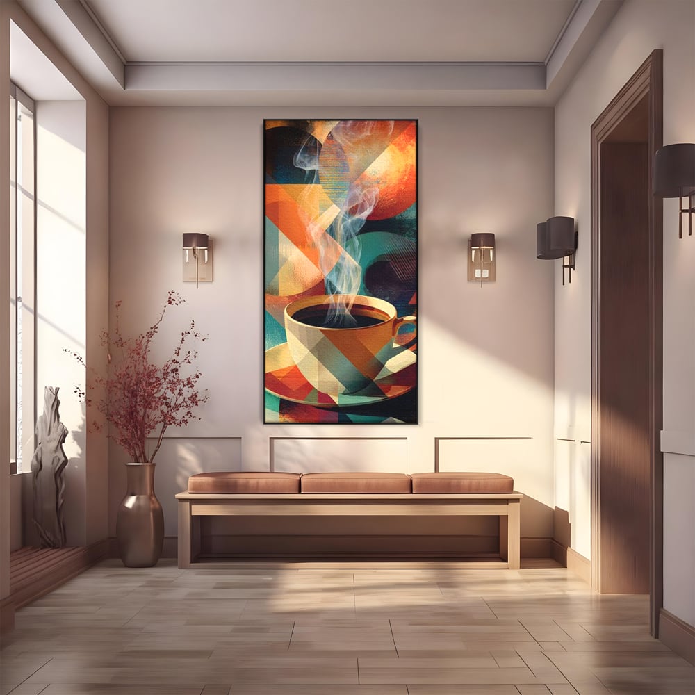 Tablou Canvas Premium, LuxCanva® N1173, Geometria Cafelei, Ceasca, Espresso, Design, Cercuri, Arta Abstracta, Cafenea, Pub, Bar, Lounge, Restaurant, Bucatarie