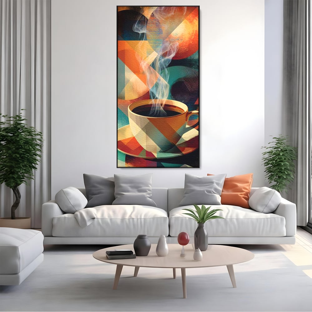 Tablou Canvas Premium, LuxCanva® N1173, Geometria Cafelei, Ceasca, Espresso, Design, Cercuri, Arta Abstracta, Cafenea, Pub, Bar, Lounge, Restaurant, Bucatarie