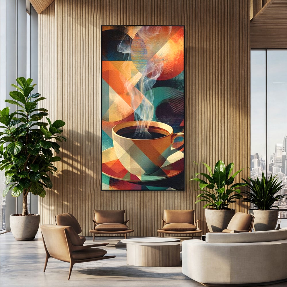 Tablou Canvas Premium, LuxCanva® N1173, Geometria Cafelei, Ceasca, Espresso, Design, Cercuri, Arta Abstracta, Cafenea, Pub, Bar, Lounge, Restaurant, Bucatarie