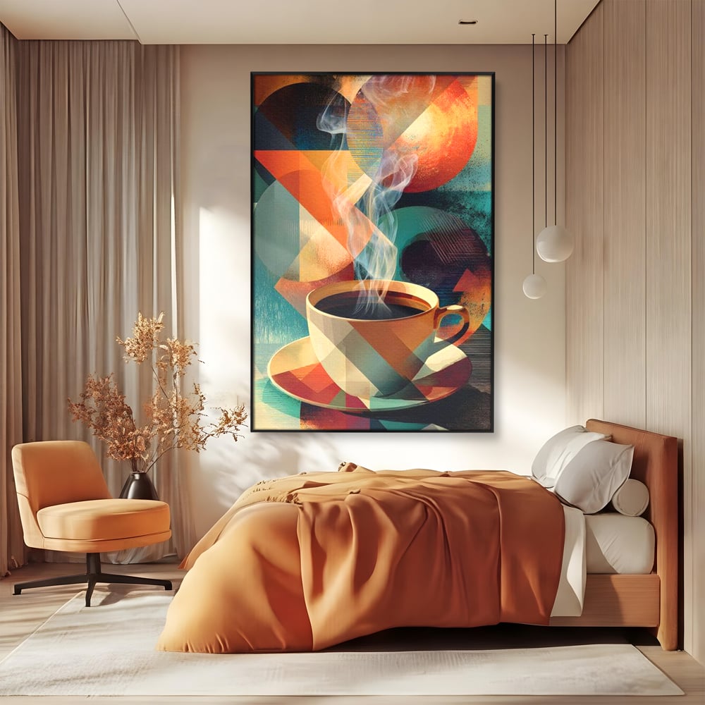 Tablou Canvas Premium, LuxCanva® N1173, Geometria Cafelei, Ceasca, Espresso, Design, Cercuri, Arta Abstracta, Cafenea, Pub, Bar, Lounge, Restaurant, Bucatarie