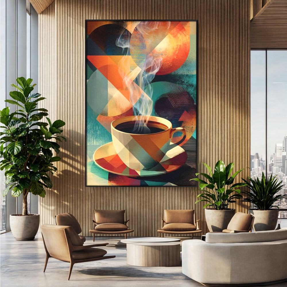 Tablou Canvas Premium, LuxCanva® N1173, Geometria Cafelei, Ceasca, Espresso, Design, Cercuri, Arta Abstracta, Cafenea, Pub, Bar, Lounge, Restaurant, Bucatarie
