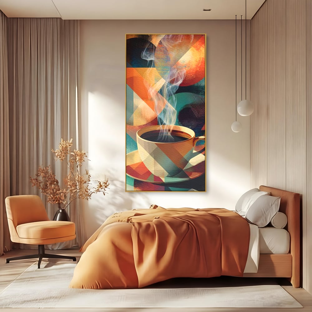 Tablou Canvas Premium, LuxCanva® N1173, Geometria Cafelei, Ceasca, Espresso, Design, Cercuri, Arta Abstracta, Cafenea, Pub, Bar, Lounge, Restaurant, Bucatarie